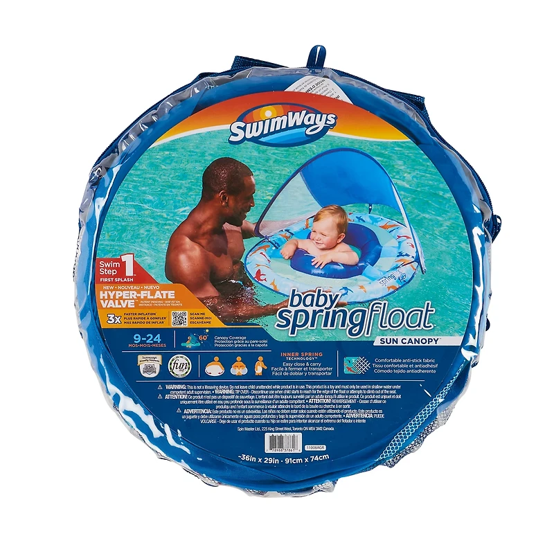 SwimWays Infants' Shark Spring Float Sun Canopy