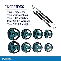 US Weight 54 lb Barbell Weight Set with 55 in Bar
