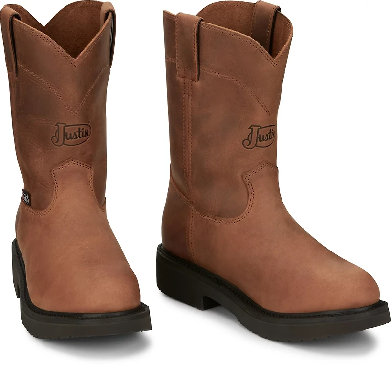 Justin Men's 10 in Round-Up Pull-On Work Boots