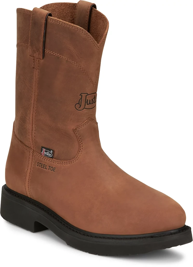 Justin Men's 10 in Round-Up Steel Toe Pull-On Work Boots