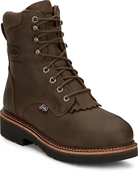 Justin Men's 8 in Rivot Waterproof Steel Toe Lace-Up Work Boots