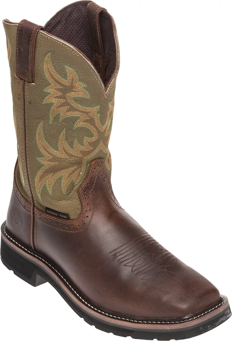 Justin Men's Waxy Cowhide EH Steel Toe Western Wellington Work Boots