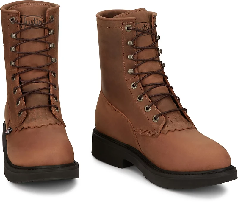 Justin Originals Men's Livestock Waterproof Lace-Up 8 in Boots