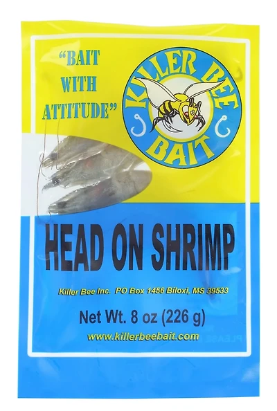 KILLER BEE BAIT Frozen 8 oz Head-On Shrimp Bait