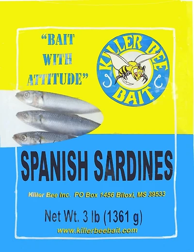 KILLER BEE BAIT Frozen Spanish Sardines 3 lb Bait