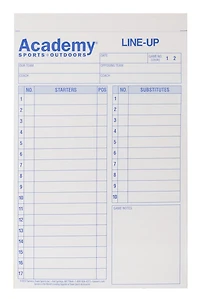 Academy System-17 Baseball/Softball Lineup Cards 12-Pack