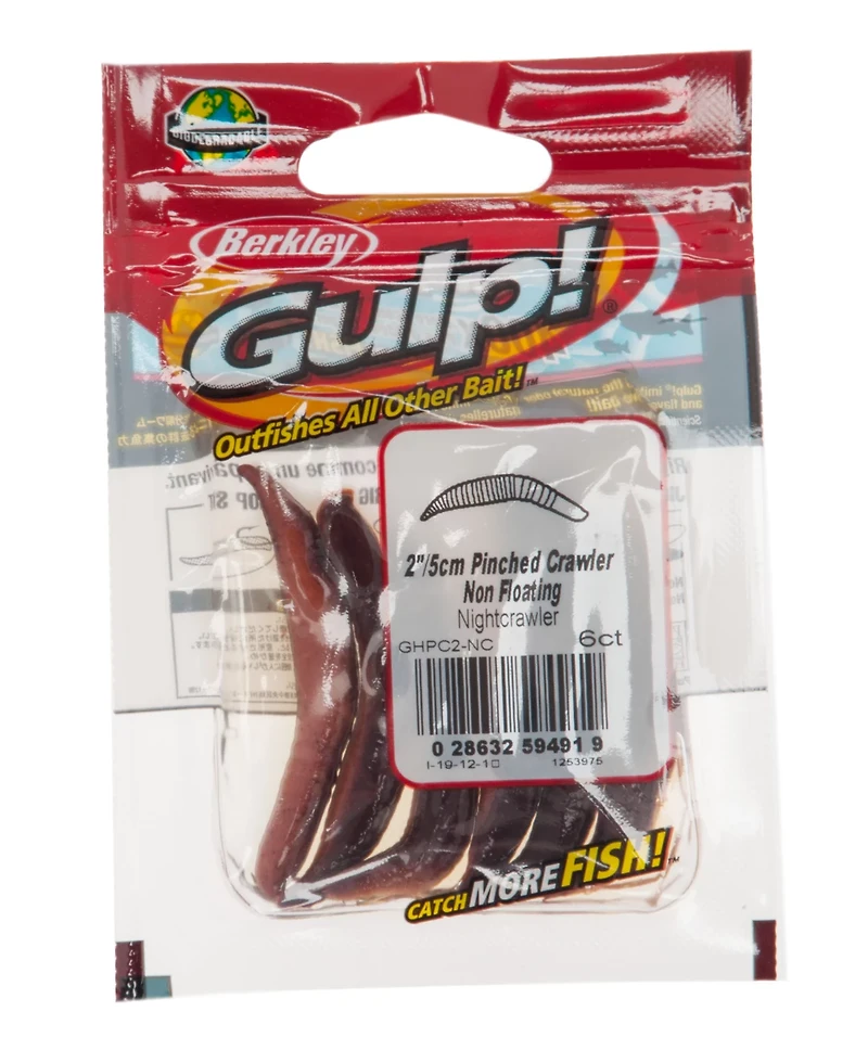 Berkley® Gulp! 2" Nonfloating Pinched Crawlers 6-Pack