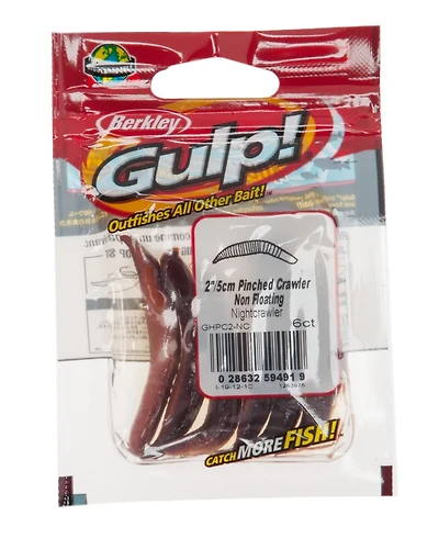 Berkley® Gulp! 2" Nonfloating Pinched Crawlers 6-Pack