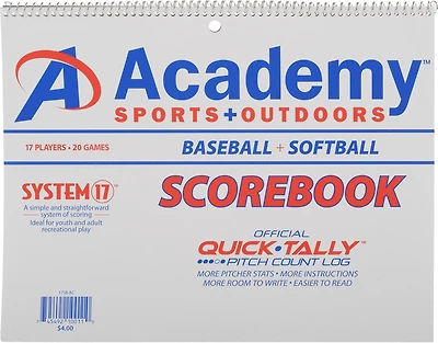 Academy Sports + Outdoors System-17 Scorebook for Baseball and Softball