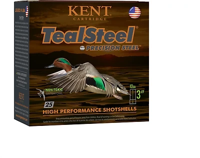 KENT TealSteel Waterfowl 12 Gauge Precision Steel Shotshells - 25 Rounds