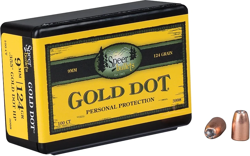 Speer Gold Dot .38 Auto/.380/9mm Luger 124-Grain Hollow-Point Bullets
