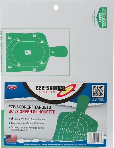Birchwood Casey Eze-Scorer BC-27 Green Paper Targets 5-Pack