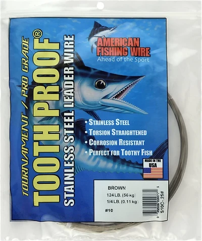 American Fishing Wire Tooth Proof 124 lbs - 30 ft Single-Strand Leader Wire