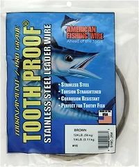 American Fishing Wire Tooth Proof 124 lbs - 30 ft Single-Strand Leader Wire
