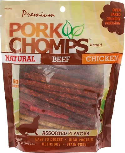 Pork Chomps Premium Assorted Munchy Sticks 50-Pack