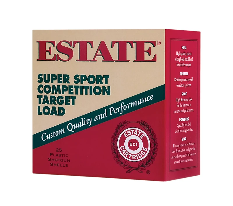 Estate Cartridge Super Sport Competition Target Load 12 Gauge Shotshells - 25 Rounds