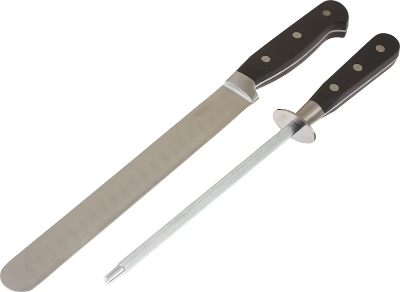 Outdoor Gourmet Pro Granton Slicing Knife with Sharpener