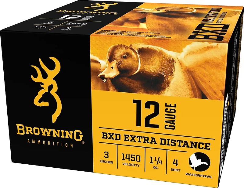 Browning BXD Extra-Distance #4 Steel Waterfowl 12 Gauge Shotshells