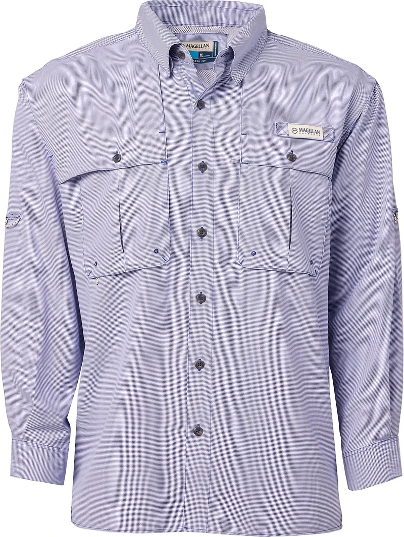 Magellan Outdoors Men's Aransas Pass Mini Check Long Sleeve Fishing Shirt