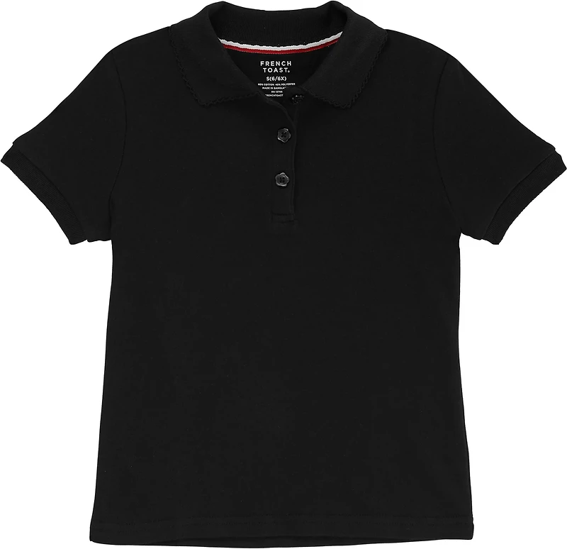 French Toast Toddler Girls' Short Sleeve Picot Collar Polo Shirt