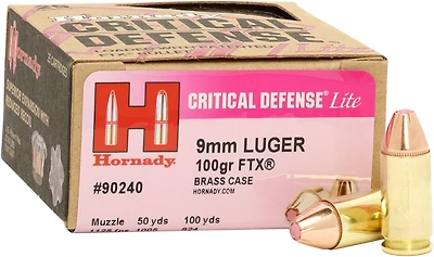 Hornady Critical Defense Lite FTX 9mm Luger 100-Grain Bullets - 25 Rounds