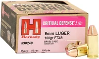 Hornady Critical Defense Lite FTX 9mm Luger 100-Grain Bullets - 25 Rounds