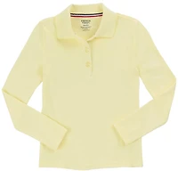French Toast Girls' Long Sleeve Interlock Knit Polo with Picot Collar