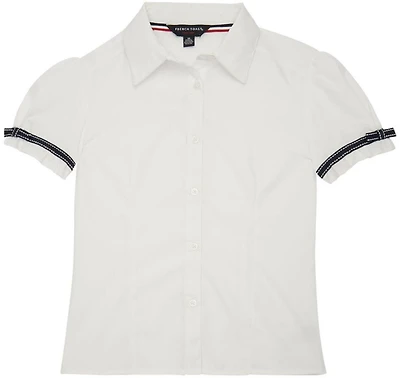 French Toast Girls' Short Sleeve Ribbon Bow Blouse
