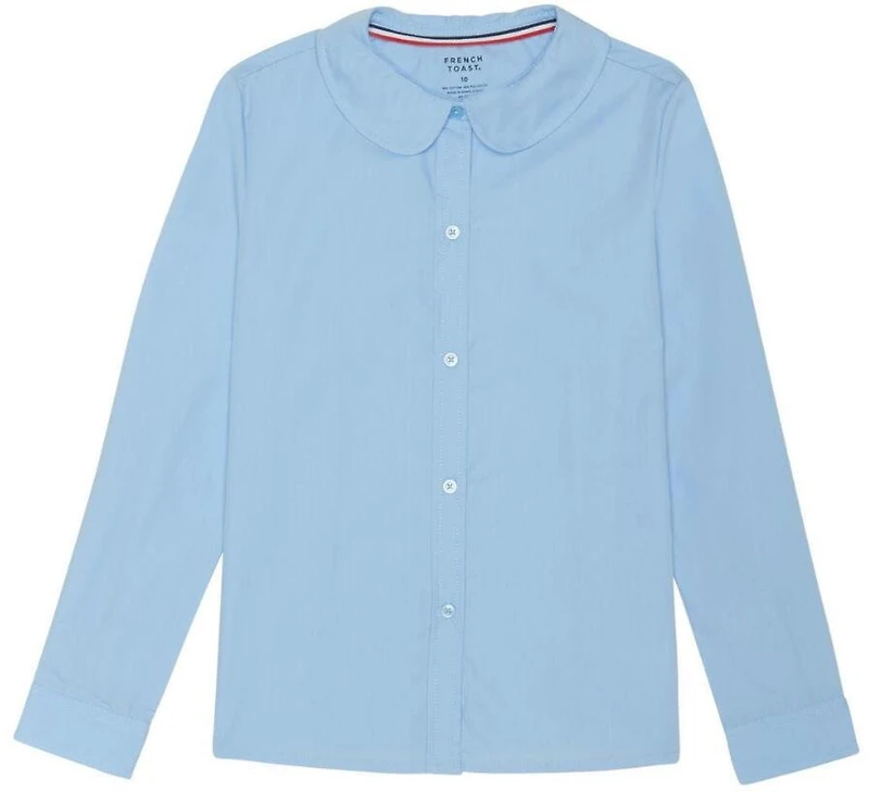 French Toast Girls' Extended Sizing Modern Peter Pan Long Sleeve Blouse