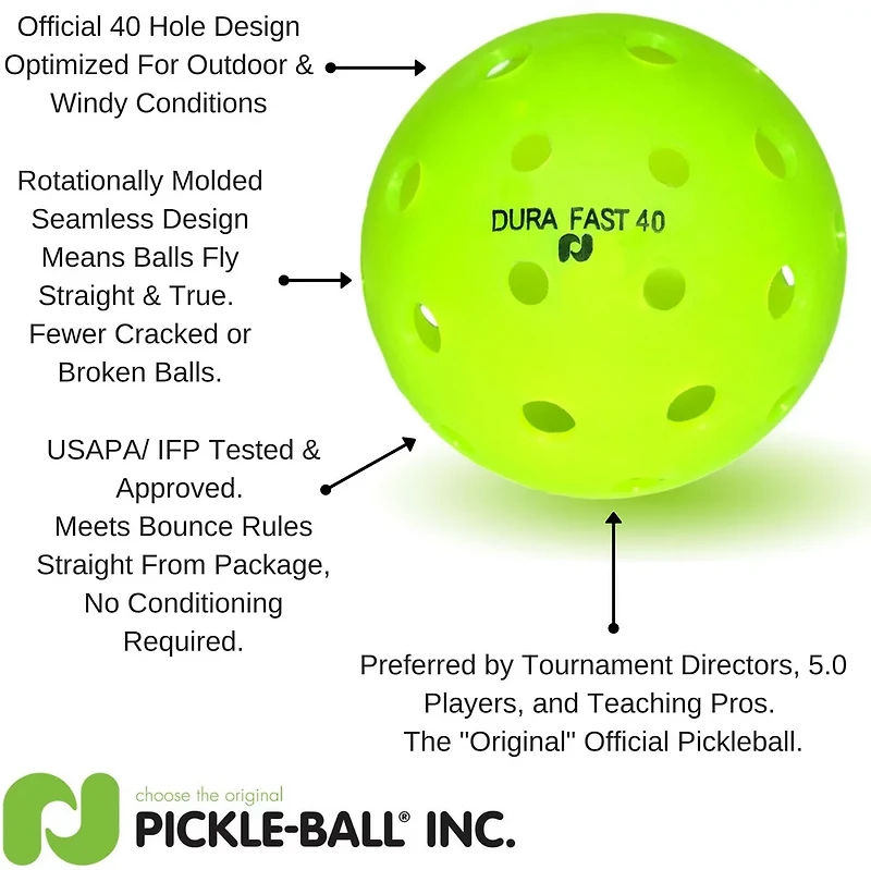 Pickle-ball DURA Fast 40 Outdoor Pickleball Balls 4-Pack