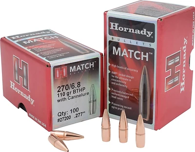 Hornady BTHP 6.8mm 110-Grain Bullets with Cannelure