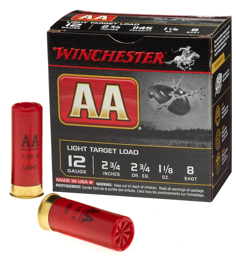Winchester AA Light Target Load 12 Gauge 8 Shotshells - 25 Rounds