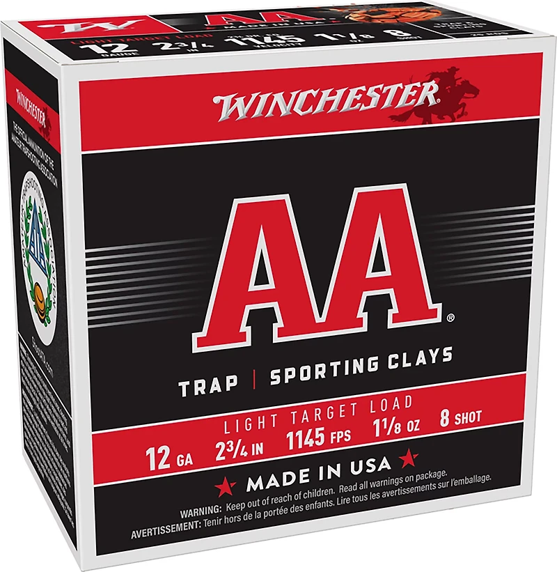 Winchester AA Light Target Load 12 Gauge 8 Shotshells - 25 Rounds