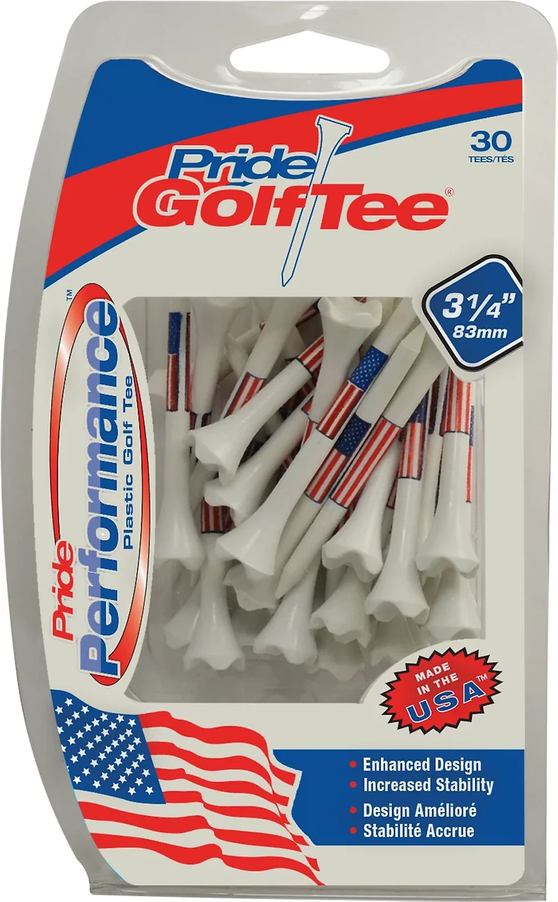 Pride 3-1/4 in Evolution USA Golf Tees 30-Pack