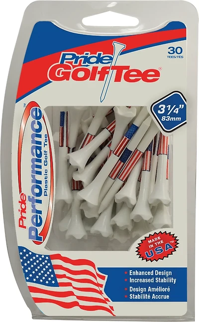 Pride 3-1/4 in Evolution USA Golf Tees 30-Pack