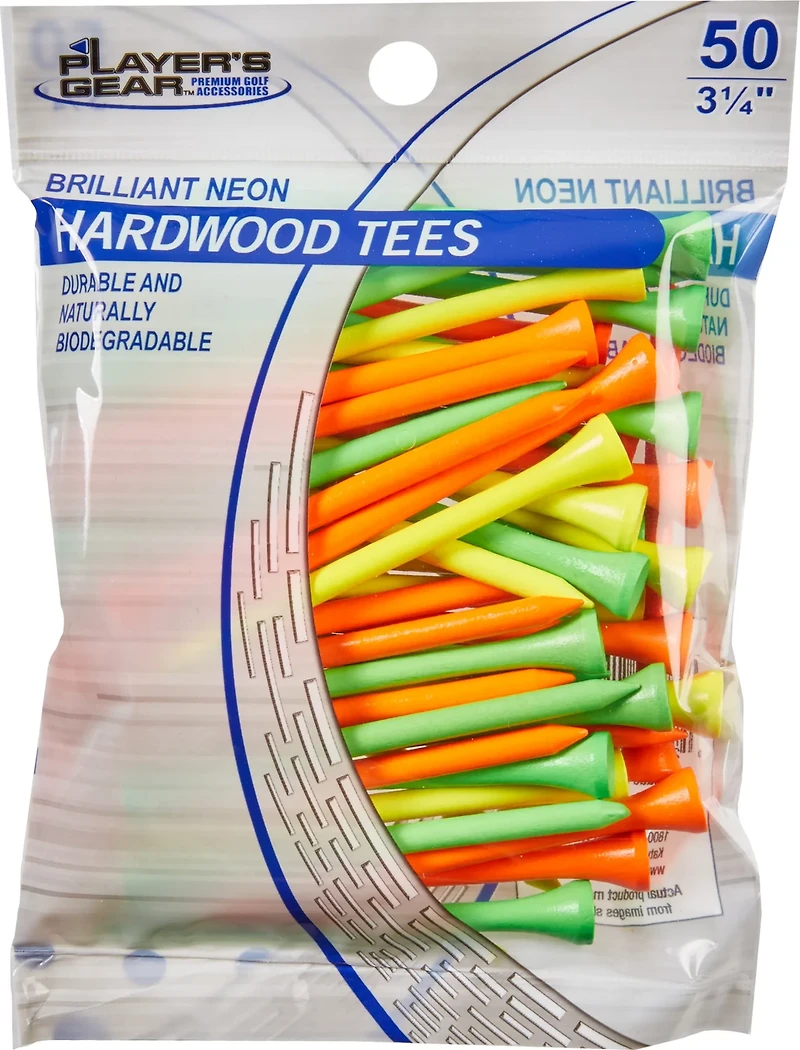 Players Gear 3-1/4 in Neon Hardwood Golf Tees 50-Pack