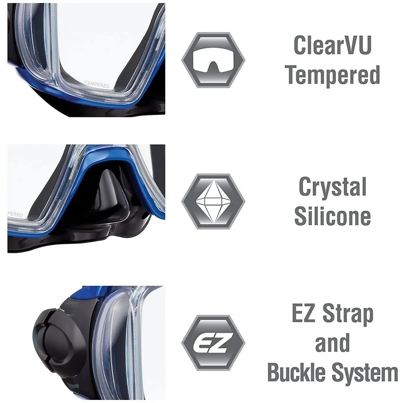 TUSA Adults' Visio Tri-Ex Snorkel Travel Set