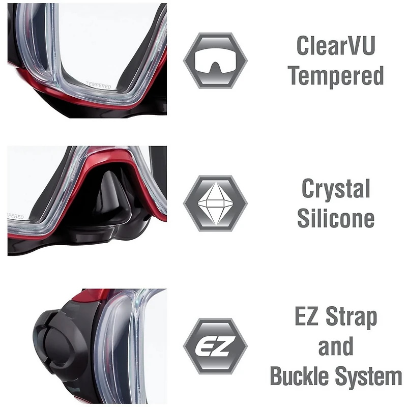 TUSA Adults' Visio Tri-Ex Snorkel Travel Set