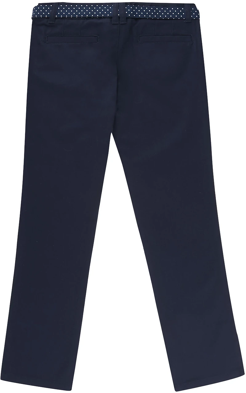 French Toast Girls' Twill Straight Leg Belted Pants