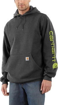 Carhartt Men's Loose Fit Midweight Signature Sleeve Logo Hooded Sweatshirt