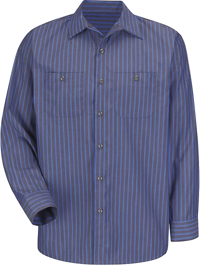 Red Kap Men's Long Sleeve Industrial Stripe Work Shirt