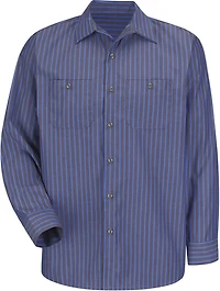 Red Kap Men's Long Sleeve Industrial Stripe Work Shirt