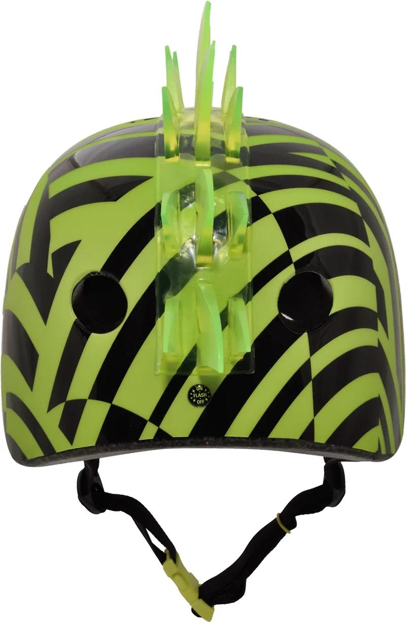 Krash Dazzle Green Mohawk Helmet with LED Lights Youth 8+ (54-58 cm)