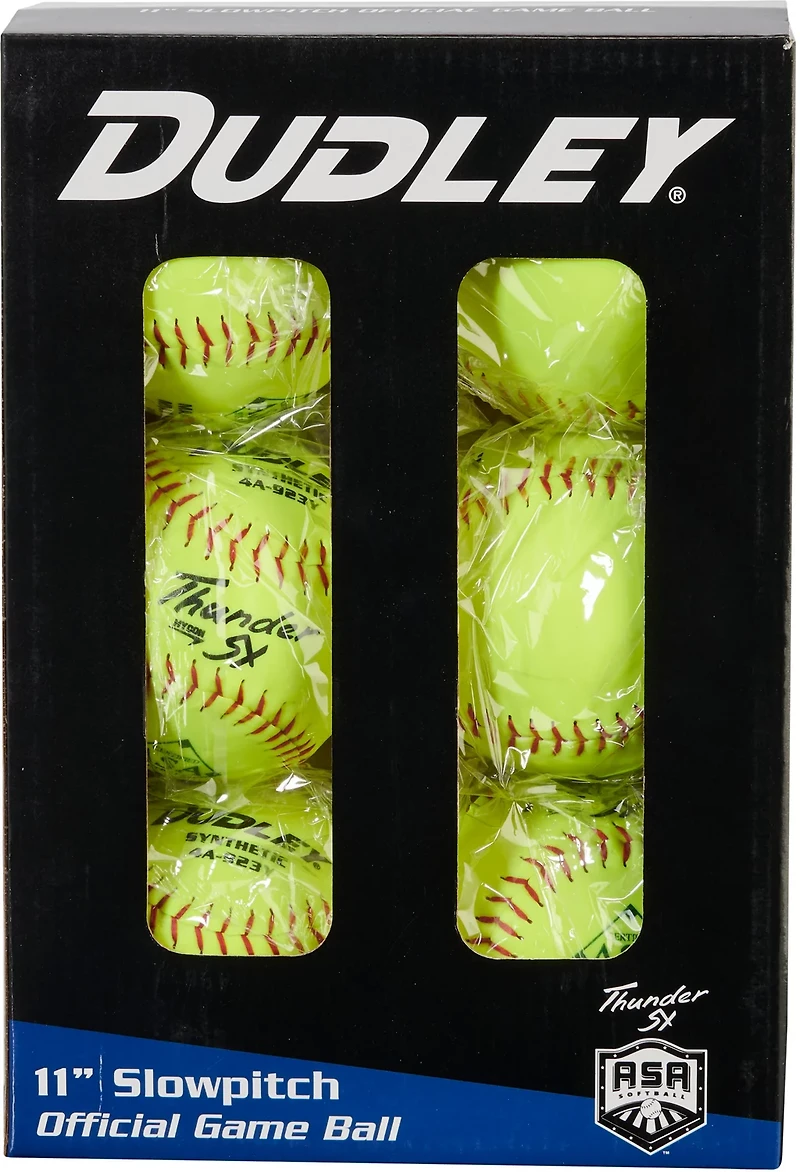 Dudley Thunder SY 11 in ASA Slow-Pitch Softballs 6-Pack
