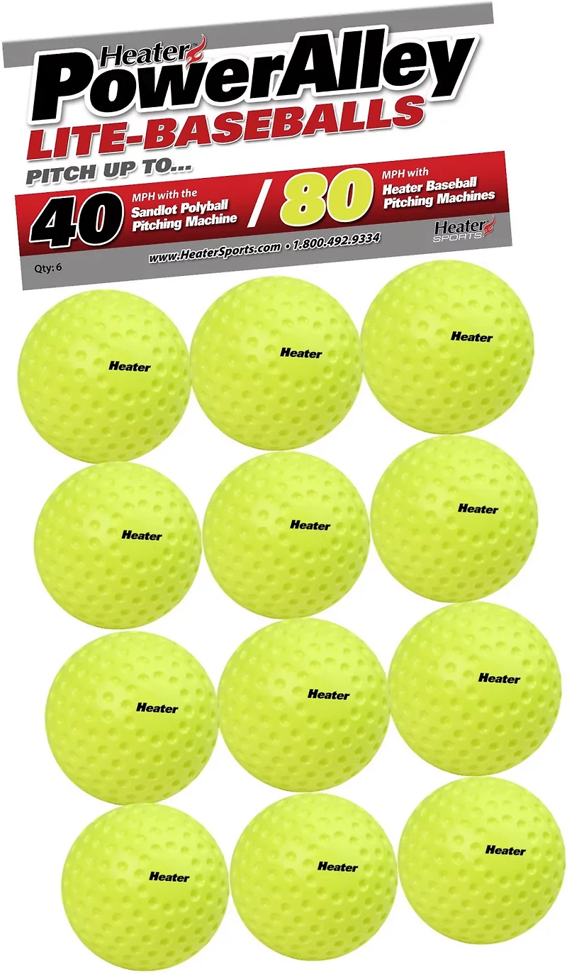 Heater Sports PowerAlley 80 mph Lite Pitching Machine Baseballs 12-Pack