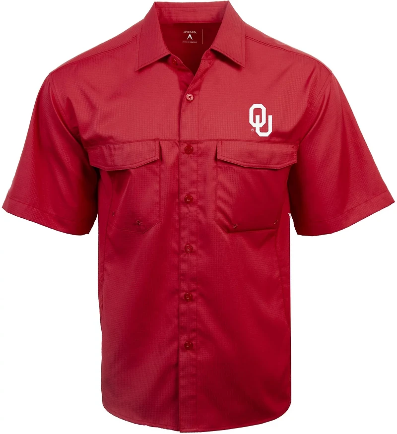 Antigua Men's University of Oklahoma Game Day Woven Fishing Shirt