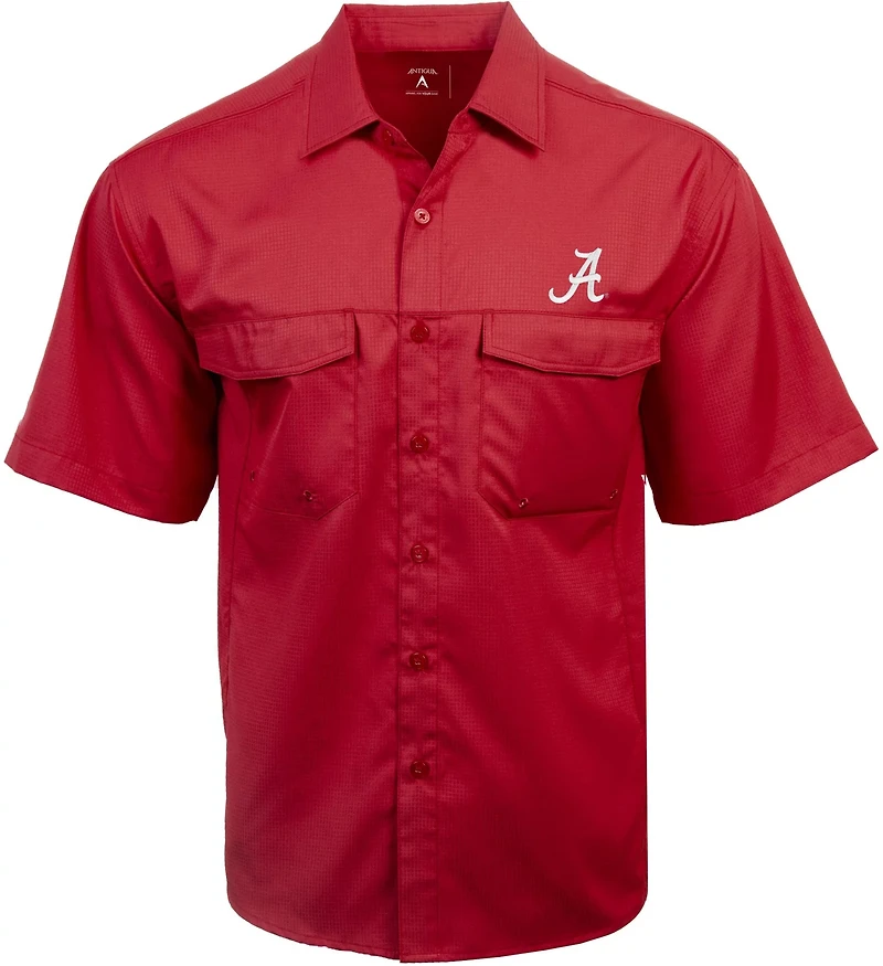 Antigua Men's University of Alabama Game Day Woven Fishing Shirt