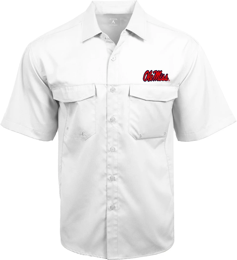 Antigua Men's University of Mississippi Game Day Woven Fishing Shirt