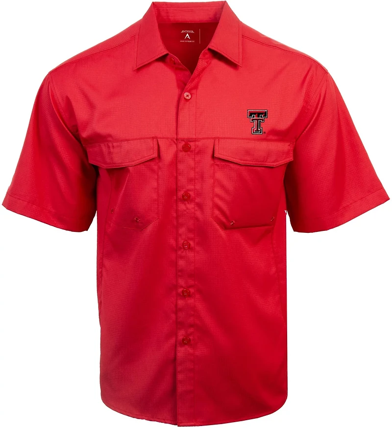 Antigua Men's Texas Tech University Game Day Woven Fishing Shirt