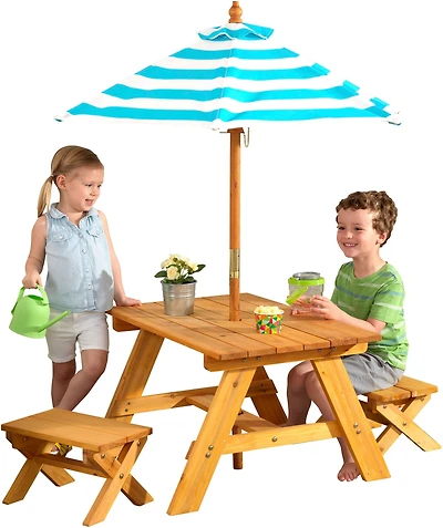 KidKraft Outdoor Table with Benches & Umbrella